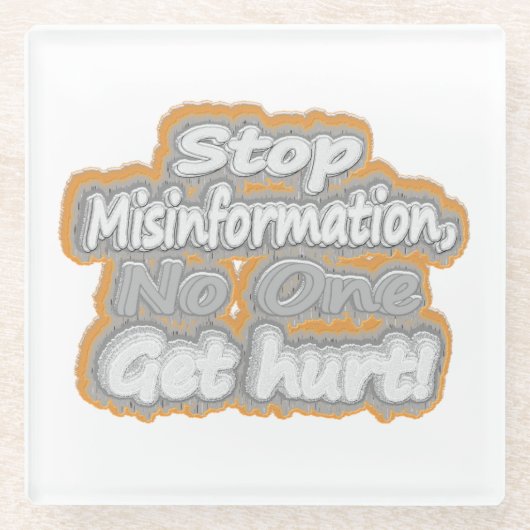 「誤ストップ情」かわいいデザイン。買今 ガラスコースター (正面)