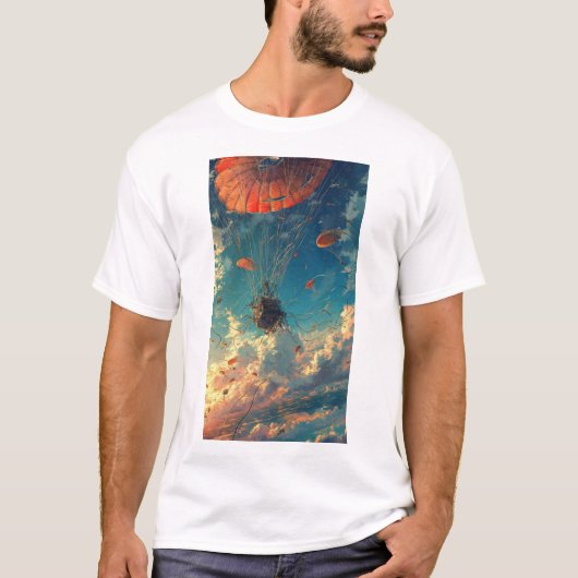 誤作動パラシュートもつれたデザインTシャツ Tシャツ (正面)