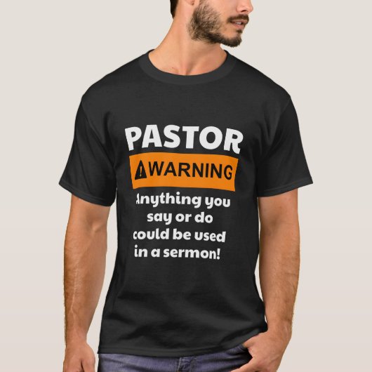 説教で話されるかも？牧師からの警告 Tシャツ (正面)