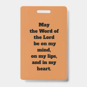 説教者としての尊崇のビーデ(P 008;祈りの言葉) バッジ (裏面)