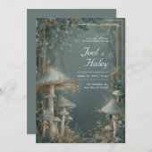 説明しがたい 青みがかった 灰色の キノコの森 黄金の光 招待状 (正面/裏面)