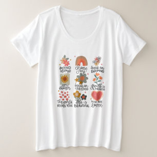 説明:手書き検査比のコレクション プラスサイズTシャツ