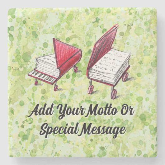 読お洒落芸術的:ライムのスケッチを書く ストーンコースター (正面)