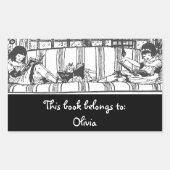 読とドリー蔵書票長方形 長方形シール (正面)