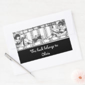 読とドリー蔵書票長方形 長方形シール (封筒)