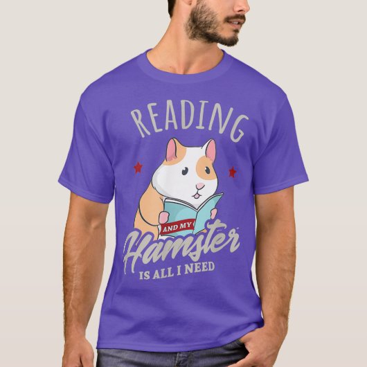 読とハムスターのかわいいことわざ本趣味 Tシャツ (正面)