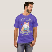 読とハムスターのかわいいことわざ本趣味 Tシャツ (正面フル)