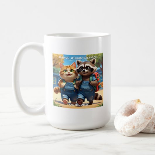 読のスペル、バックパックとスマイルV2+文字 コーヒーマグカップ (ドーナツ)