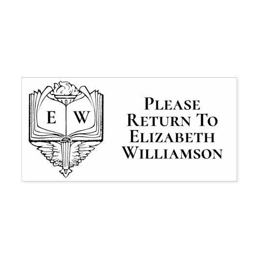 読のライブラリヴィンテージ蔵書票を返す セルフインキングスタンプ (デザイン)