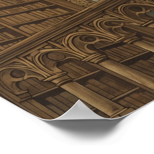 読の幽霊ヴィンテージアンティーク図書室美術 ポスター (角)