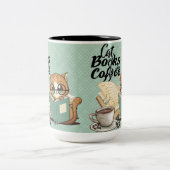 読の本が可愛いキャットコーヒー ツートーンマグカップ (中央)
