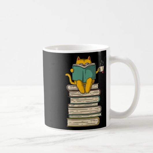 読の猫 – 本おもしろいお茶の恋人ギフト短 コーヒーマグカップ (右)