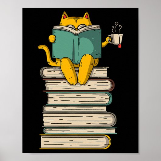 読の猫 – 本おもしろいお茶の恋人ギフト短 ポスター (正面)