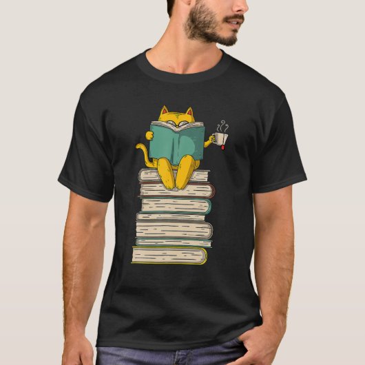 読の猫 – 本おもしろい集 Tシャツ (正面)