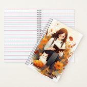 読の雑誌かわいい女の子と本と猫の秋 ノートブック (内側)
