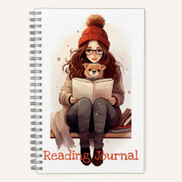 読の雑誌かわいい女の子の本と犬の秋 ノートブック