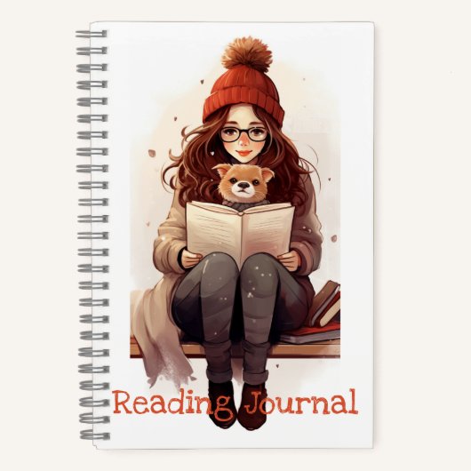 読の雑誌かわいい女の子の本と犬の秋 ノートブック (正面)