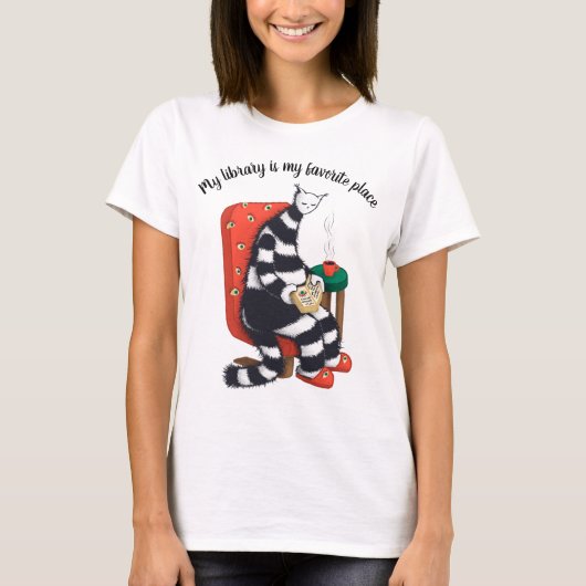 読のCatおもしろいライブラリ Tシャツ (正面)