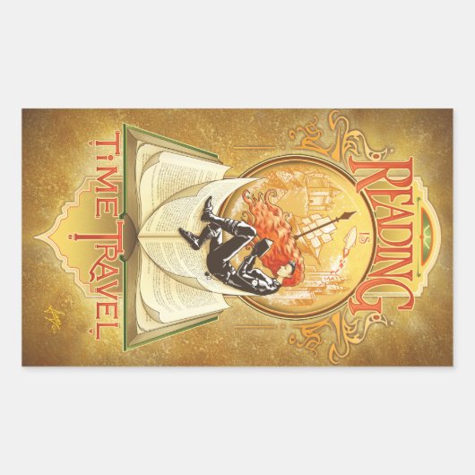 読はタイムトラベル 長方形シール (正面)