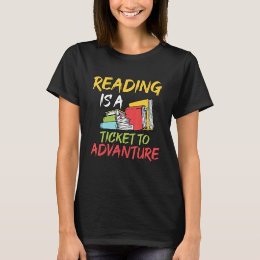 読は冒険本のチケットだ読 Tシャツ (正面)