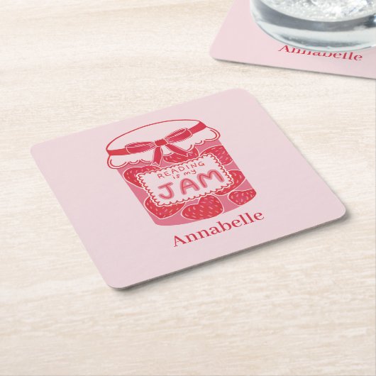 読は私のジャム本好き スクエアペーパーコースター (アングル)