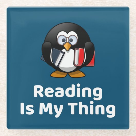 読は私のThing Penguinのおもしろい読もの ガラスコースター (正面)