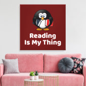 読は私のThing Penguinのおもしろい読もの キャンバスプリント (インサイチュ (リビング))