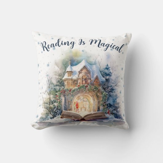 読は魔法のスノーフレークデザイン クッション (正面)