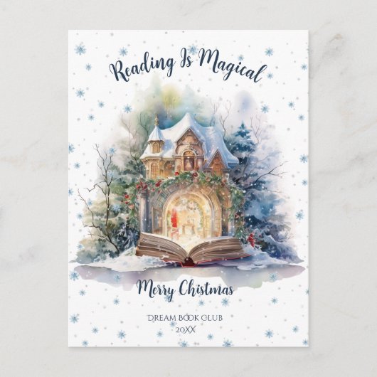 読は魔法のスノーフレークデザイン ポストカード (正面)