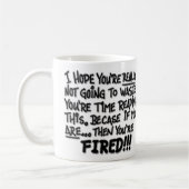 読まないで下さい! あなたは発射される! コーヒーマグカップ (左)