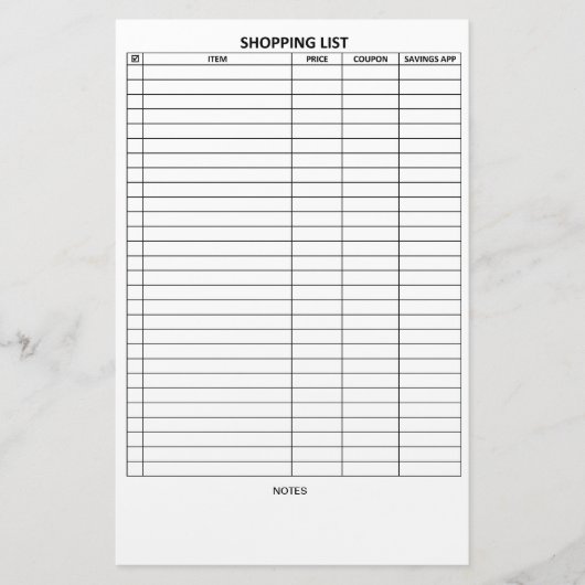 読みやすいショッピング・リスト 便箋 (正面)