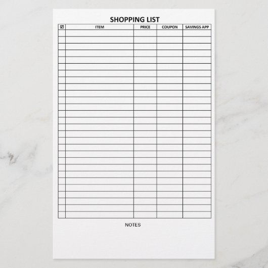 読みやすいショッピング・リスト 便箋 (正面)
