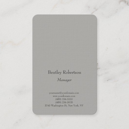 読みやすいトレンディープレーンシンプルミニマリスト灰色 名刺 (正面)