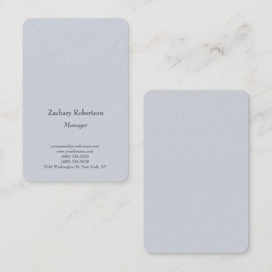 読みやすいトレンディープレーンシンプルミニマルなブルー 名刺 (正面/裏面)