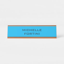 読みモダン取り可能な名前プレーンスカイと海ブルー デスクネームプレート