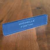 読みモダン取り可能な名前プレーンスカイ&深いブルー デスクネームプレート (側面)