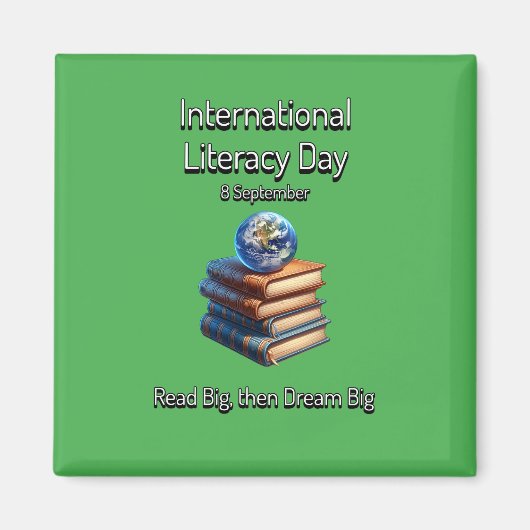 読み国際的書き日。夢の大きい。 マグネット (正面)