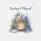 読み物は魔法の雪の結晶デザイン フリースブランケット (正面)
