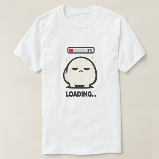 読み込み中 3% - かわいい疲れたキャラクターの面白いアート Tシャツ (デザイン正面)