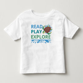 読み・遊び・探検 子供Tシャツ|海洋テーマ トドラーTシャツ