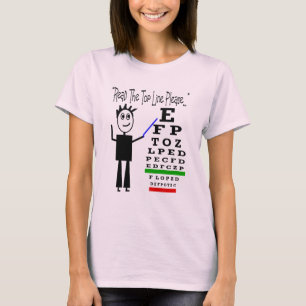 "読んで下さい上ラインを"--視力検査表のデザイン Tシャツ
