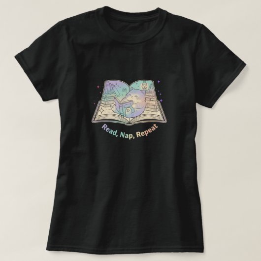 読んで、昼寝して、繰り返して Tシャツ (デザイン正面)