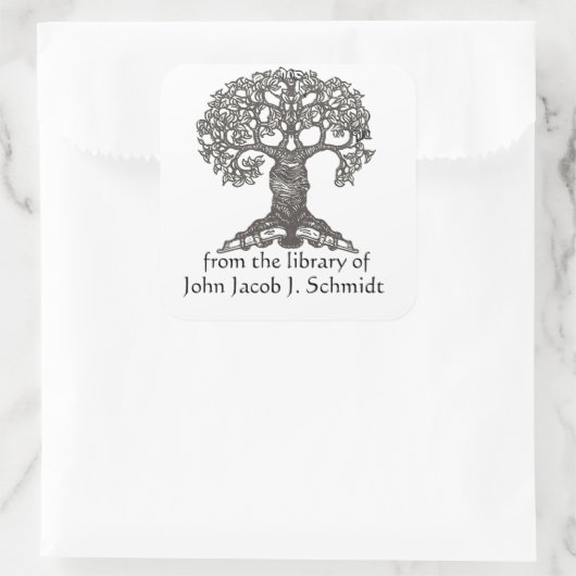 読ズツリースクエア蔵書票 スクエアシール (バッグ)