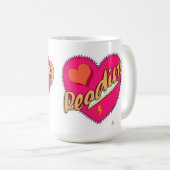 読ズラブブックハートモットカワイイデザイン コーヒーマグカップ (正面右)