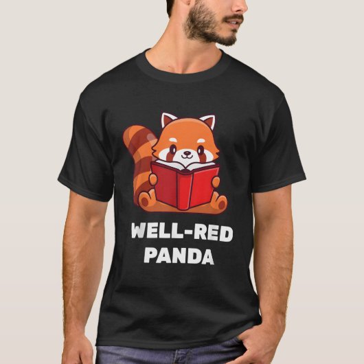 読ズレッドパンダブックおたく Tシャツ (正面)