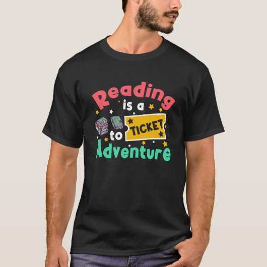 読ズ・アドベンチャー図書学生先生ブックシュ Tシャツ (正面)