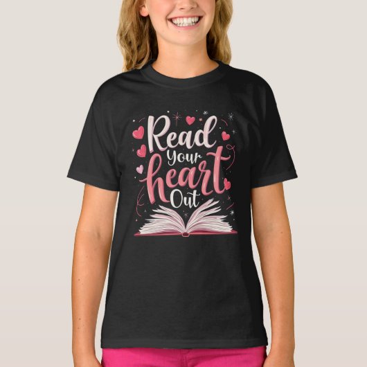 読ハートアウト先生読の本好き Tシャツ (正面)