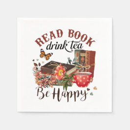 読ブック、Sip Tea & Stay Happy スタンダードカクテルナプキン