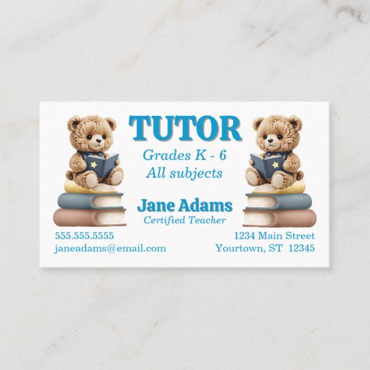 読ベアー先生家庭教師スクール保育園 名刺 (正面)