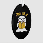 読書おたくハロウィーン幽霊の本読の贈り物 オーナメント (正面)